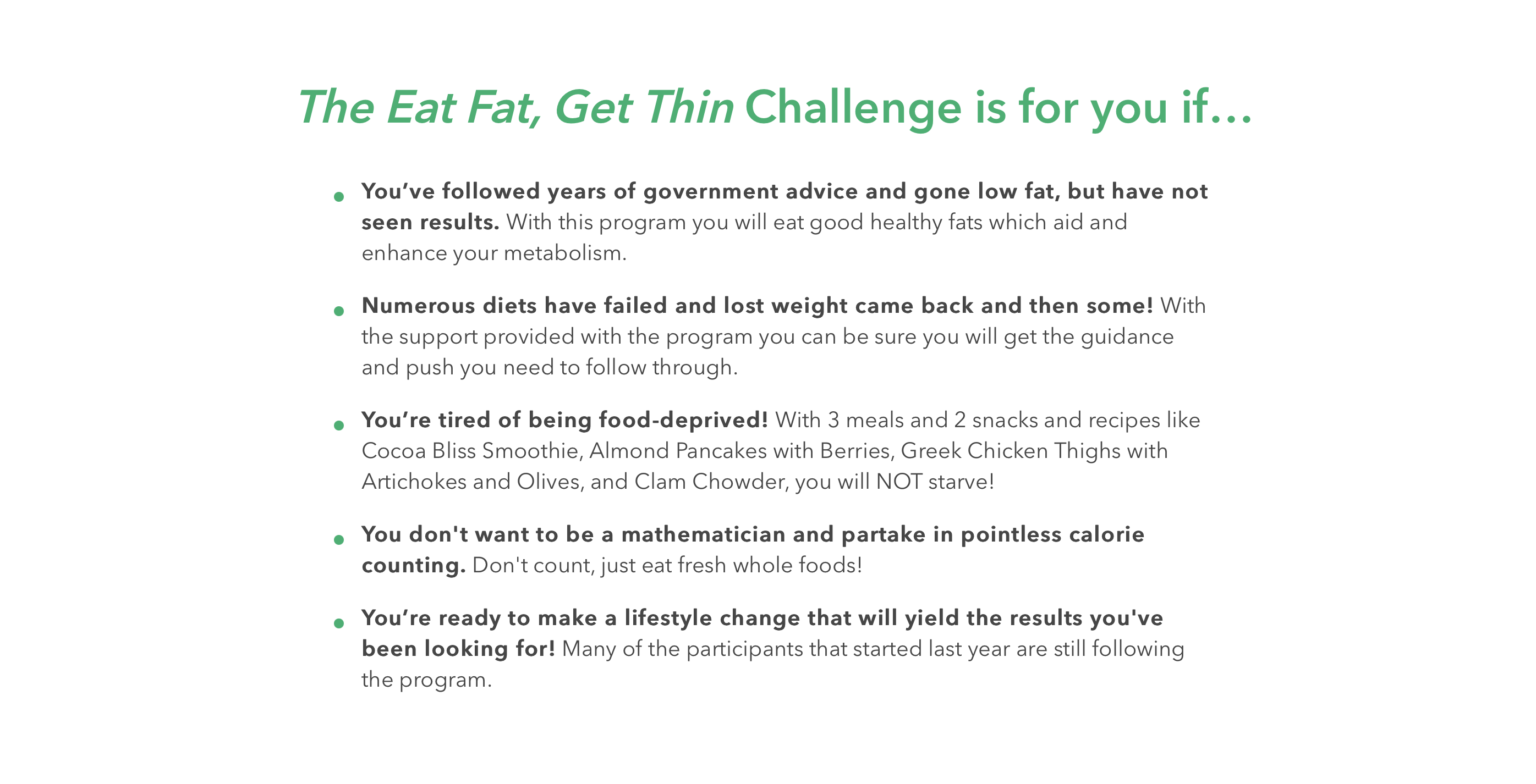 Eat Fat Get Thin Bullet Points