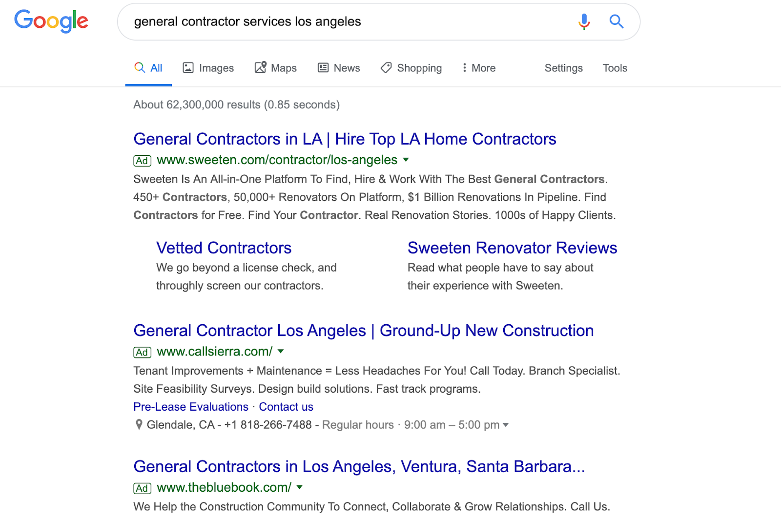Google Paid Ads Search Results Screenshot