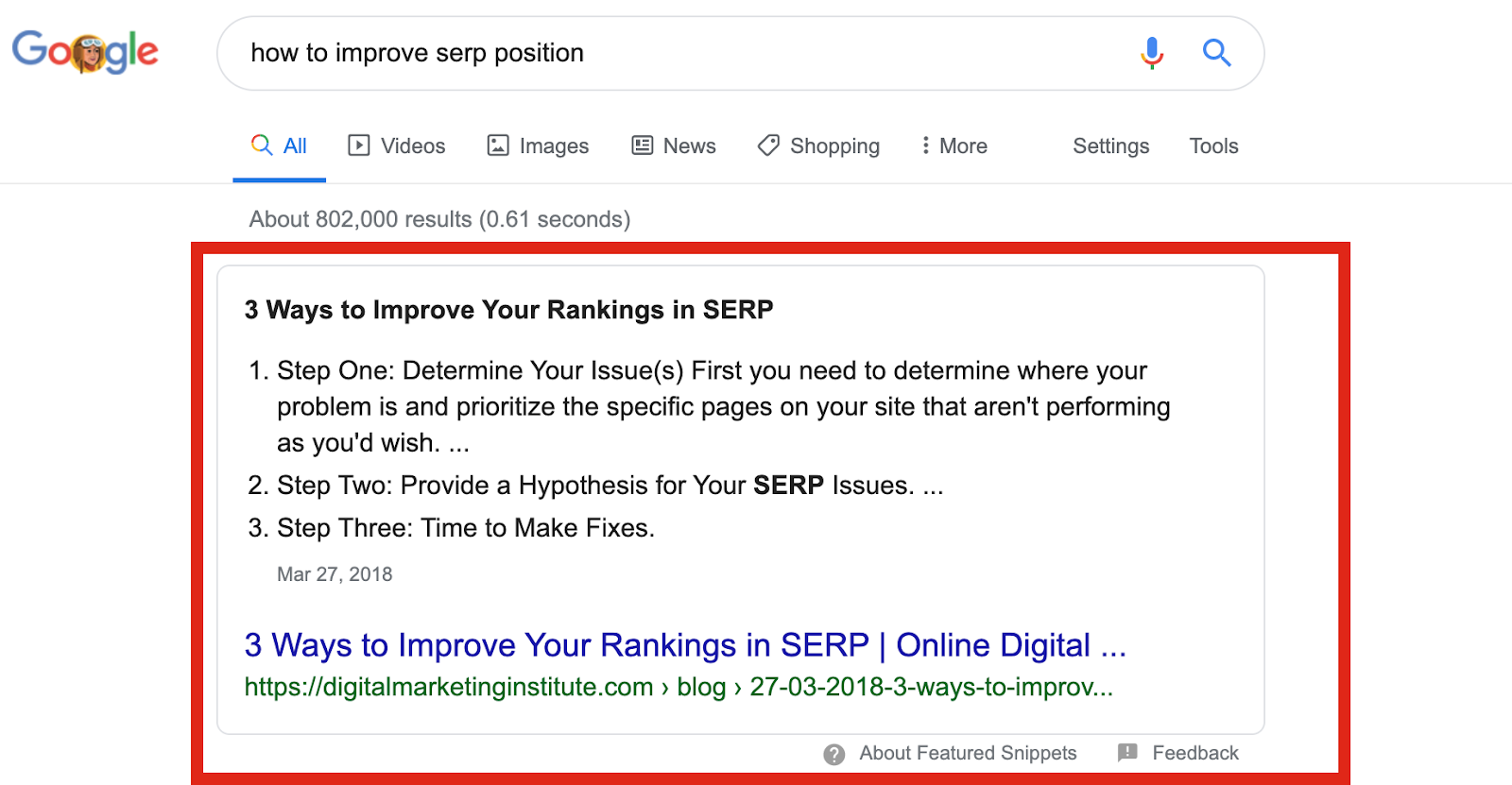 Healthcare marketing trend - Improve your SERP position Screenshot