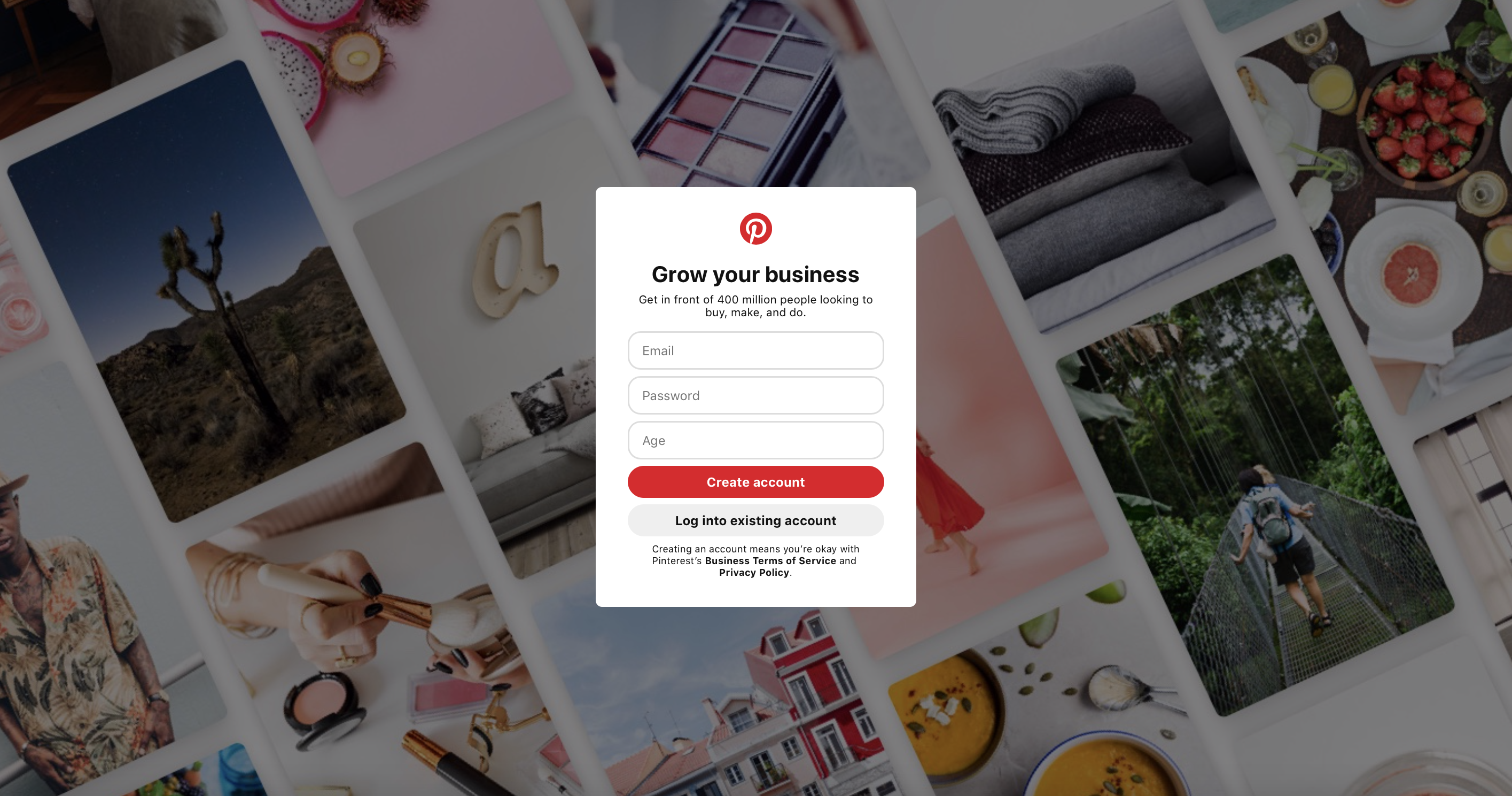 Pinterest business account signup