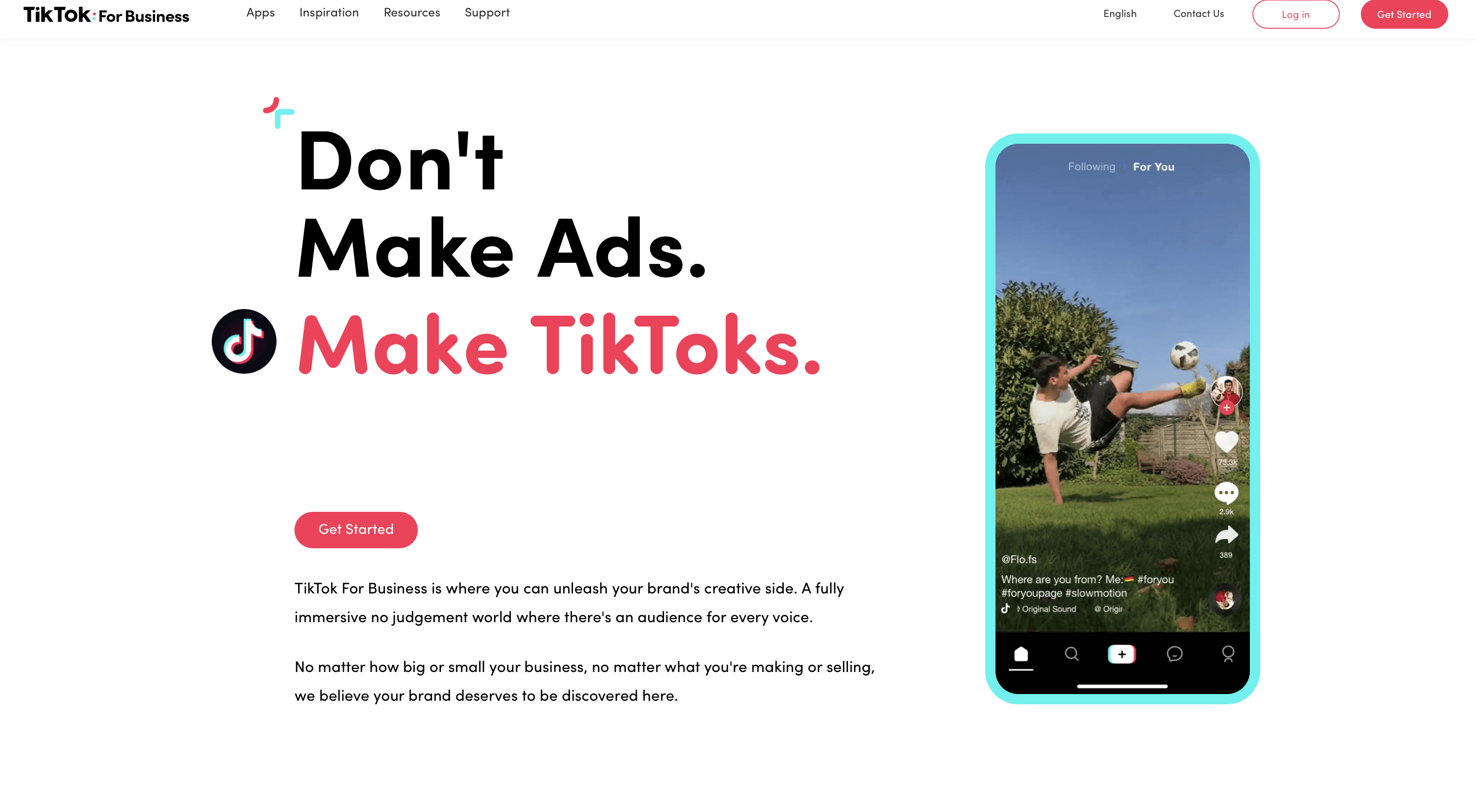 TikTok Marketing Buisness Page Ads