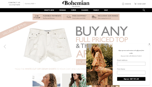 bohemian traders ecommerce website design