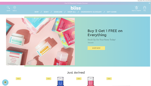 bliss ecommerce website