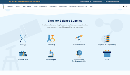 home science tools best ecommerce website design